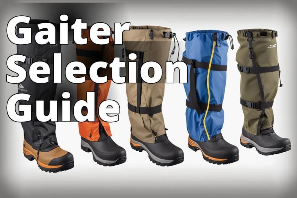 A close-up image showing different types of gaiters in various lengths