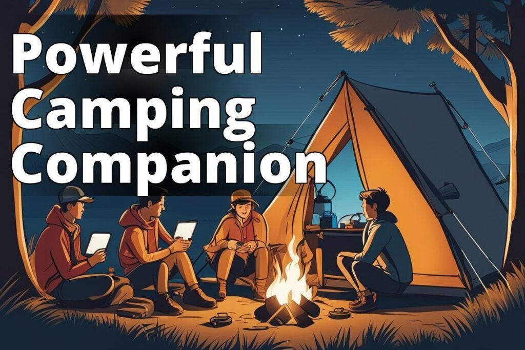 An image of a group of campers sitting around a campfire at night