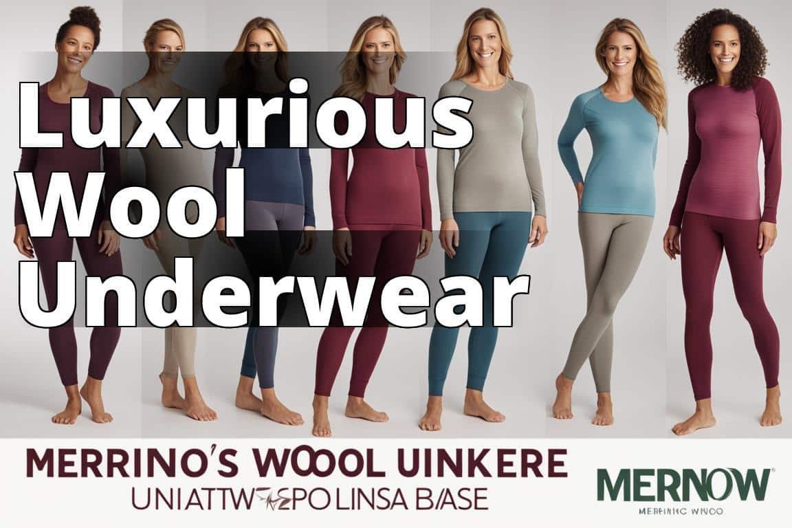 An image showing a variety of women's merino wool underwear products displayed together