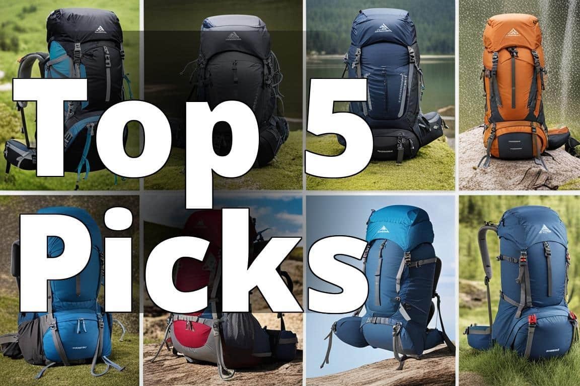 The featured image should contain a collage of the top 5 outdoor hiking internal frame backpacks