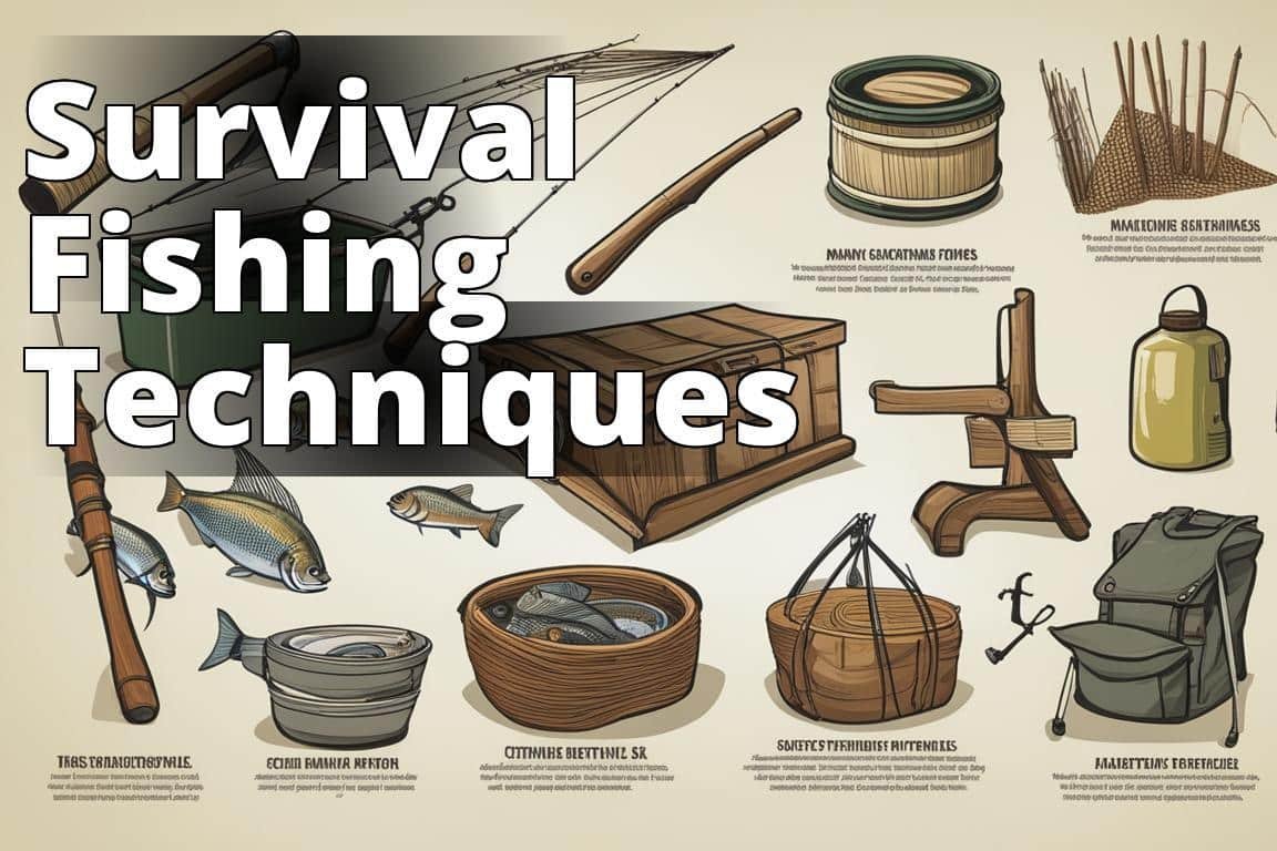 The featured image should show a variety of makeshift fishing tools and methods such as sticks