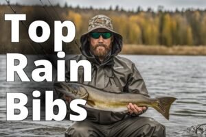 The featured image should showcase an array of different men's rain bibs for fishing